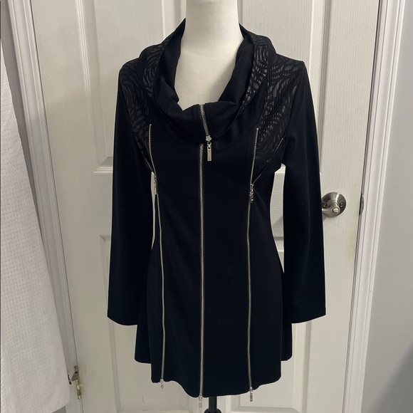 Dzhavael Couture Black Mid Length Jacket/Blazer With 2 Way Zipper Accents Sz S - Picture 1 of 12